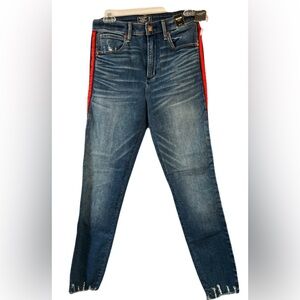 Abercrombie & Fitch Simone High Rise Blue Jeans with Red Stripes NWT